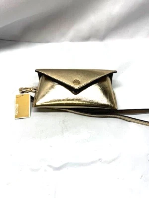 Estuche para gafas de sol Michael Kors Jet Set de cuero carmesí con cordón-ORO PÁLIDO*Nuevo Foto 1 de 4