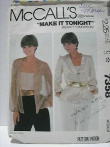 Vintage 80er ~ McCalls Muster #7358 ~ Coverup & Camisole ~ Misses' Größe Medium  - Bild 1 von 2