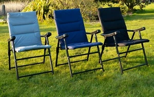 Silla de cubierta acolchada plegable para jardín al aire libre camping acolchado de lujo de alta resistencia - Imagen 1 de 16