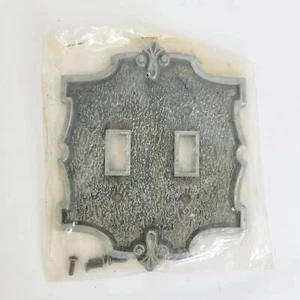Vintage 2 Toggle Switch Plate- Metal Silver Tone - Hall Mack Masterpiece - Picture 1 of 3