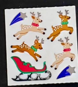 Sandylion Vintage glänzende WEIHNACHTEN RENTIERE Scrapbooking Aufkleber E37 Retd Design - Bild 1 von 1