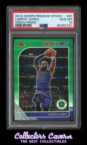 2019 Hoops Premium Stock Green Prizm #87 LeBron James PSA 10 (GEM MINT) - Picture 1 of 2