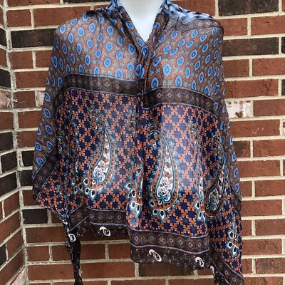 Simply Noelle Wrap Sheer Rectangular Scarf Polyester Paisley Print 34” x 68” - Image 1 of 4