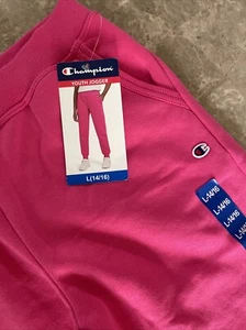Champion Girls' Script Fleece Jogger Pants VIVID FUCHSIA SIZE L 14-16 - Picture 1 of 3