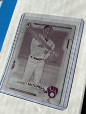 2021 Bowman Chrome Draft GARRETT MITCHELL 1/1 Printing Plate Brewers BD-116