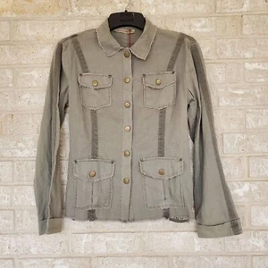 XCVI Wearables Cotton Linen Raw Edge Safari Jacket, Size Small - Picture 1 of 5
