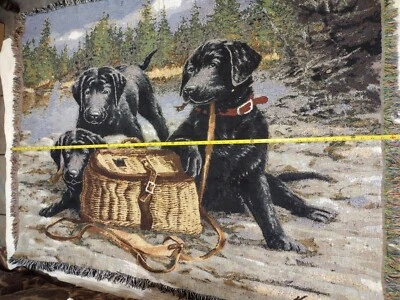 De Colección Killen Negro Perros de Caza Tejido Manta Tapiz 64"x 49" Colgante de Pared  Foto 1 de 4