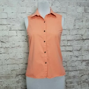 Freebird Womens M Orange Button Front Sleeveless Top Cutout Back Detail - Picture 1 of 7