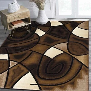 Abstract Area Rug Modern Contemporary 8x10 Rug Kilim Chocolate Brown Mocha Black - Picture 1 of 29
