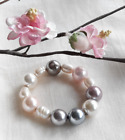 Stunning 12-14mm Multicolor Tahitian Style real Baroque Pearls stretch-bracelet