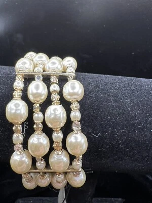 NUEVO Brazalete Miriam Haskell Barroco Perla y Swarovski Montees Bobina 4 Hilos Foto 1 de 4