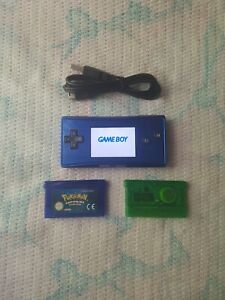 Genuine Gameboy Micro Blue + Pokemon Shapphire + Emerald Games /w New batteries!