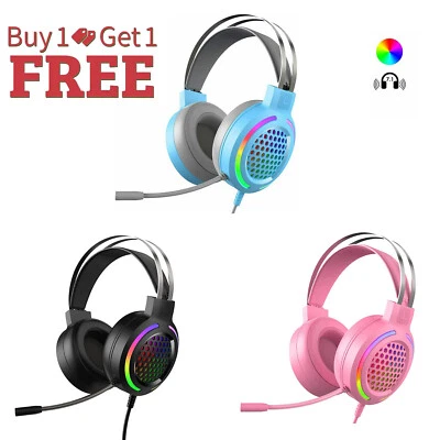 Pink USB Gaming Headset With Mic 7.1-Channel Stereo Surround for Games and Music - Image 1 of 4