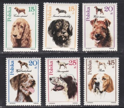 Polonia Como Nuevo NH DOGS Set #2900 - 2905 Juego Completo de 6 Diferentes 1989 Foto 1 de 4