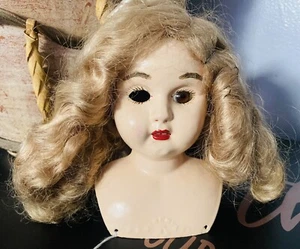 Antique Tin Metal Head Buschow Beck German Helmet Minerva Doll Glass Eyes Blonde - Picture 1 of 12