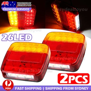 2X Trailer tail lights 26 LED Stop Tail Lights Kit Submersible Boat Truck Lamp - Picture 1 of 9