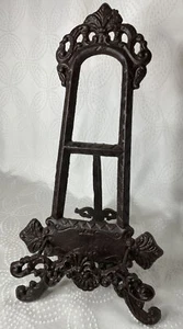 Cast Iron Easel Ornate Plate Picture Book Art Stand Display Vintage Large 17" - Photo 1/5