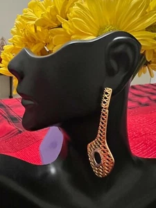 TWO COLORS CHANDELIER EARRINGS COVERED WITH 18K GOLD AND RODHIO FROM BRAZIL - Picture 1 of 2