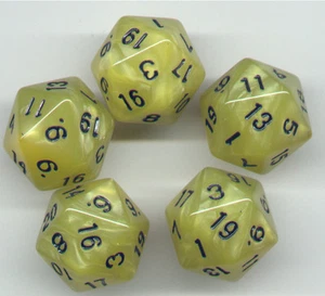 RPG Dice Set of 5 D20 - Pearl Yellow - Picture 1 of 1