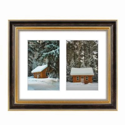 Collage Picture Frame with White Mat for Two Photo or One Print Plexi Glass - Image 1 of 4