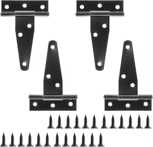 4Pcs T-Strap Hinge 3 Inch, Shed Door Hinges Black Barn Door Gates Tee Hinge, Iro - Picture 1 of 7