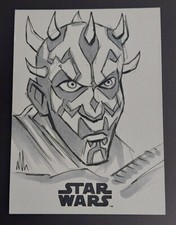 2019 Topps Star Wars Saga Darth Maul Sketch Art Card By Mark Mangum - 1/1