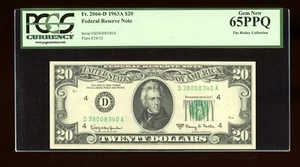 DBR 1963-A $20 FRN Cleveland Gem Fr. 2066-D PCGS 65 PPQ Serial D38008340A - Picture 1 of 2