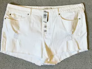 NWT Torrid white stretch denim shorts 24 buttonfly - Picture 1 of 7