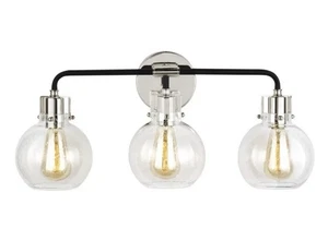 Generation Lighting Clara 24 in. 3-Light Polished Nickel +Black Vanity Light - Picture 1 of 6