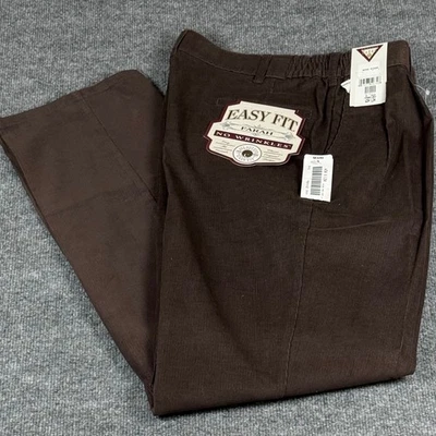 80s Vintage Farah Easy Fit No Wrinkles Corduroy Pants Pleated Brown Sears 34x34 - Image 1 of 4