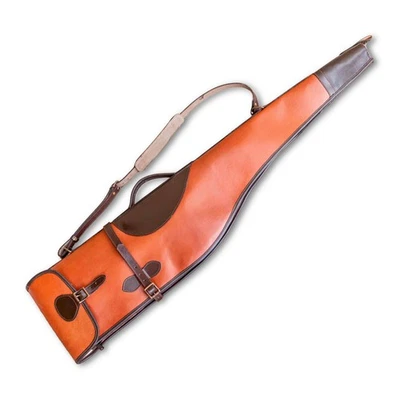 Rifle Case Tan Scope Leather Shearling Lined Gun Scabbard with Brass Hardware - Image 1 of 4