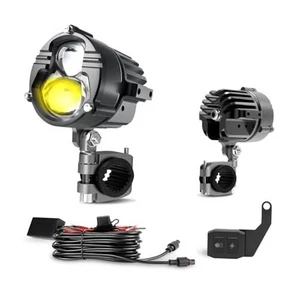  100W Motorcycle Fog Lights Kit Auxiliary Driving Light Amber White Dual Color  - Picture 1 of 7