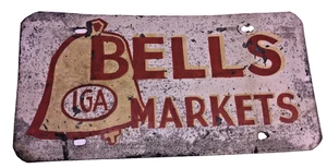 Vanity License Plate Vintage Hand Painted BELLS Markets IGA Grocery Store 716 - Picture 1 of 2