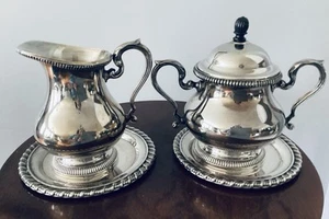 Vintage silver plate sugar and creamer Set, Silver Plate Serving Set - Picture 1 of 6