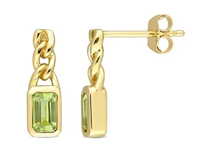 5/8 Carat (ctw) Octagon Peridot Link Earrings in 10K Yellow Gold - Image 1 of 4