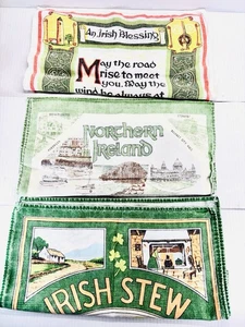 Lot Of 3 Vintage Irish Tea Towels, 2 Cotton & 1 Linen Range Sizes 25” X 16” - Picture 1 of 10