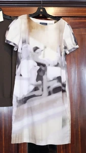 Piazza Sempione bedrucktes Kurzarm Kleid dezentes abstraktes malerisches Design - Bild 1 von 10