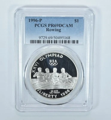 1996-P Olympic Rowing Commemorative Silver Dollar PR69 DCAM PCGS - Image 1 of 4
