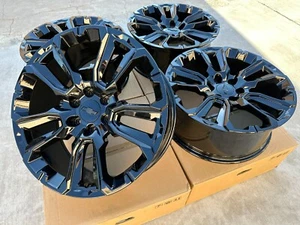 2025 22" Black Set of 4 Wheels Chevy Silverado Tahoe Suburban GMC Sierra Yukon - Picture 1 of 3