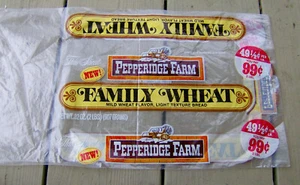 RAR Vintage 70er PEPPERIDGE FARM Brotbeutel FAMILIE WEIZEN alte Lebensmittel Verpackung 70s - Bild 1 von 1