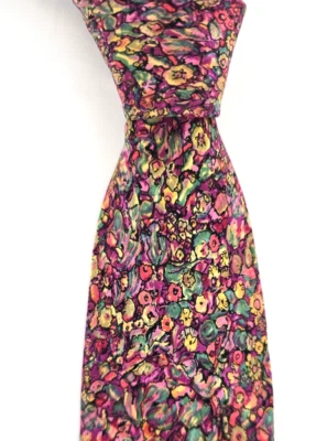 Gravata vintage BRIONI rosa abstrata floral 100% cetim seda feita na Itália 58 x 3,75 polegadas - Imagem 1 de 4