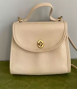 Borsa a tracolla Coach Vintage #9983 Regina Flap Turn Lock Top a mano, anni 90 USA - Avorio - Foto 1 di 14