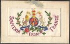 WW1 Silk Embroidered Folding Greeting Card 'Souvenir from France'. Free UK p&p