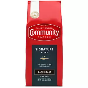 Community Coffee Signature Blend Dark Roast Ground 32 Oz Gable Top Delicious USA - Picture 1 of 9
