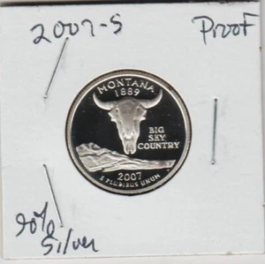 2007 S Montana Big Sky Country PROOF State QUARTER 90% Silver Coin Bison Skull A - Picture 1 of 3