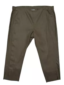 J Jill Linen Pants Sz L Petite PL Linen Blend Brown Stretch Office Elastic Waist - Picture 1 of 5