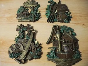 4 VINTAGEMETAL COUNTRY WALL PLAQUES - SEXTON 1976 - Picture 1 of 7
