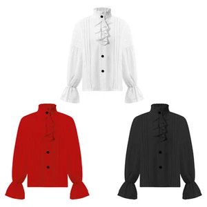 Kids Girls Costume Mercenary Boys Costume Long Sleeve Tee Ruffle Sleeve Shirt - Picture 1 of 44