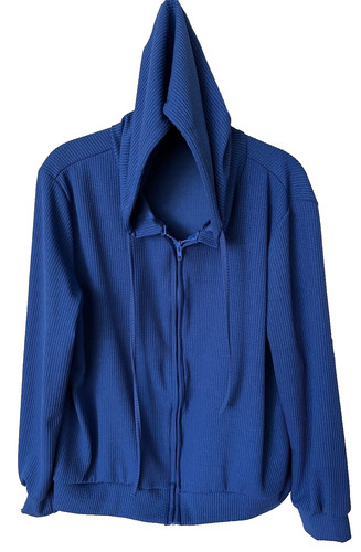 VETEMENTS Felpa blu taglia XLarge full zip testurizzata Activewear elasticizzata con tasche