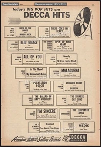 DECCA RECORDS Hits - Orig. 1955 Trade AD / poster_ Sammy Davis Jr _ Guy Lombardo - Picture 1 of 1